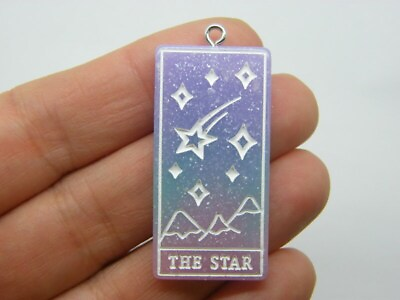 #ad 1 The star tarot reading card pendant purple blue pink resin HC436 $4.50