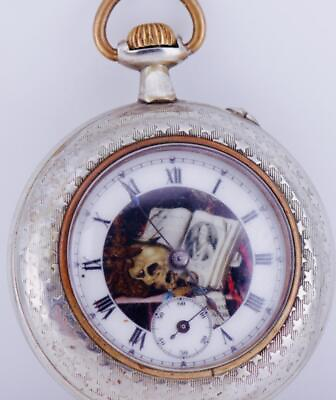 #ad Antique Pocket Watch Fancy Enamel Dial c1890#x27;s Perfect Working Order $912.57