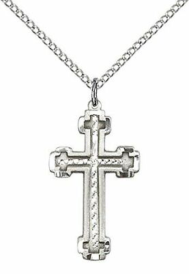 #ad Sterling Silver Cross Pendant with 18quot; Stainless Steel Lite Curb Chain. $65.64