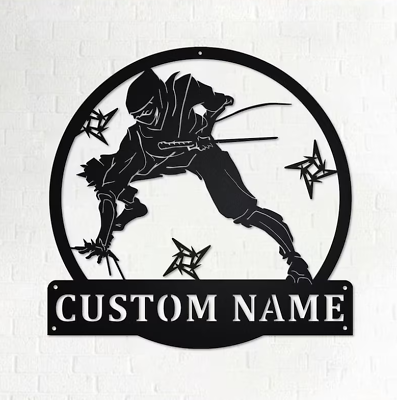#ad Custom Ninja Metal Wall Art Personalized Ninja Name Sign Decoration For Room $93.89