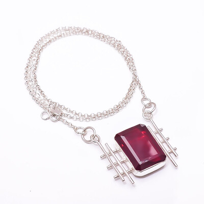#ad Red Garnet 925 Sterling Silver Tennis Necklace 19 23quot; Cp 9441 204 8 $28.49