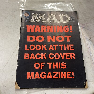 #ad MAD MAGAZINE #73 September 1962 Warning Do Not Look At The Back Cover*Spine Wear $13.49