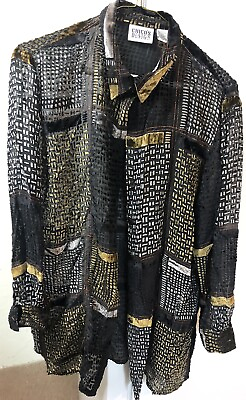 #ad CHICOS Black amp; Brown Fancy Blouse $14.00