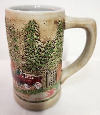 #ad Vintage Budweiser Clydesdales Holiday Stein Mug Cup Ceramarte $13.99