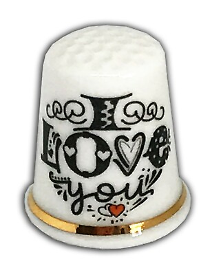 #ad BN Personalised I Love You Bone China Thimble 2 Wedding Engagement Anniversary GBP 8.00