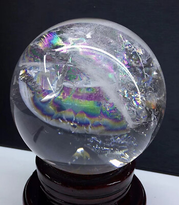 #ad 2.59LB A Top Natural Rainbow Clear Quartz Sphere Quarzt Crystal Ball Reiki heal $990.00