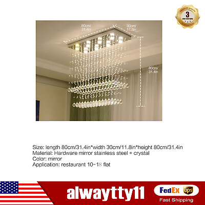 #ad Modern Crystal Chandelier Pendant Lamp Raindrop LED Living Room Ceiling Light $90.25