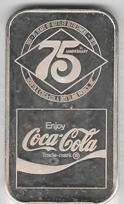#ad Norfolk Coca Cola Bottling Company 75 Years 999 Silver Coin Ingot $75.00