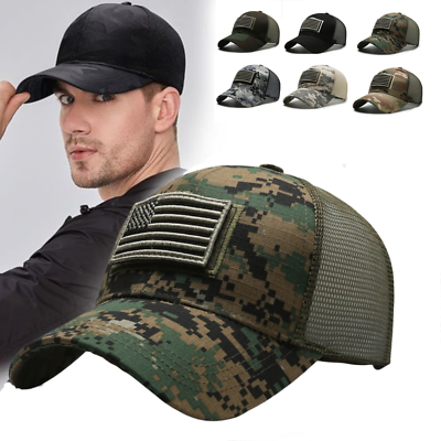 #ad Unisex Baseball Cap With Patch Tactical Snapback Visor Hat Trucker Camo Army $11.99