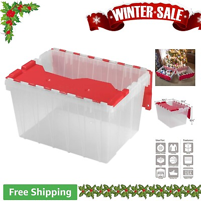 #ad Versatile Stackable Storage Container 12 Gallon Capacity Clear Red $66.99