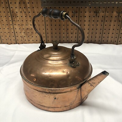 #ad 1928 Antique Rome Revere Copper and Brass Co. Solid rolled copper Tea Kettle $29.75