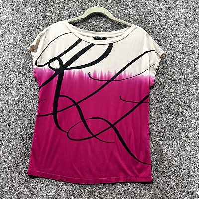 #ad Lauren Ralph Lauren T Shirt Top Women Women Medium Pink Dip Dye Cap Sleeve $13.53