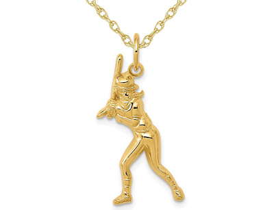 #ad 14K Yellow Gold Baseball Player Charm Pendant with Chain $299.00
