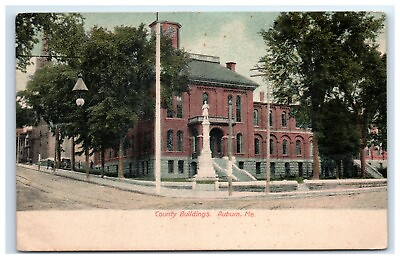 #ad Postcard County Buildings Auburn Maine ME 1921 H8 $5.97
