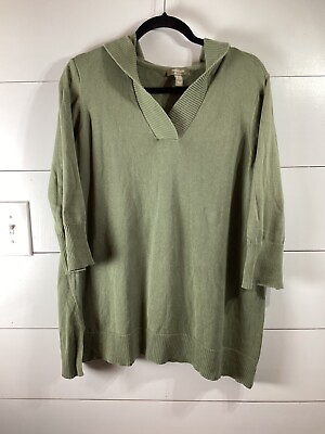 #ad Naturals D amp; CO Women’s Green Hoodie 1 4 Sleeve Stretch Size 1X Top $12.34