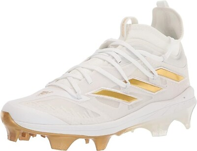 #ad #ad adidas Men#x27;s Adizero Afterburner 9 NWV TPU Baseball Shoe White Gold Size 8 $69.59