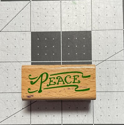 #ad Wood Block Rubber Stamp Scrapbooking Card Making PEACE Script 4 $7.00