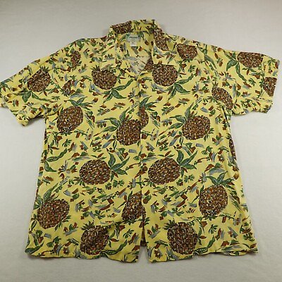 #ad Vintage KAMEHAMEHA Shirt Mens XL Yellow Hawaiian Pineapple Camp Island Aloha $107.99