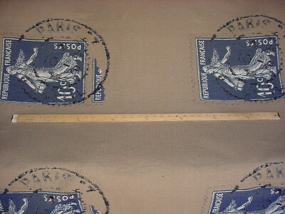 #ad 10 1 4Y VALDESE WEAVERS NAVY BLUE FRENCH STAMP PANELS UPHOLSTERY FABRIC $229.60