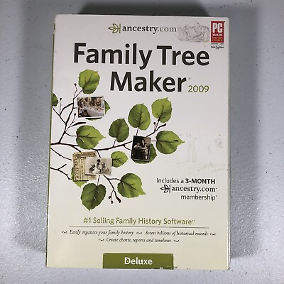 #ad NEW OPEN BOX Ancestry.com Family Tree Maker 2009 DELUXE Windows PC $85.49