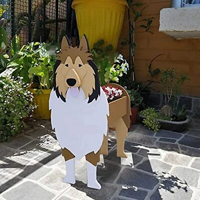 #ad Dog Planters Outdoor Plants Rough Collie Shaped Cute Plant Pots Outdoor Garden $34.99