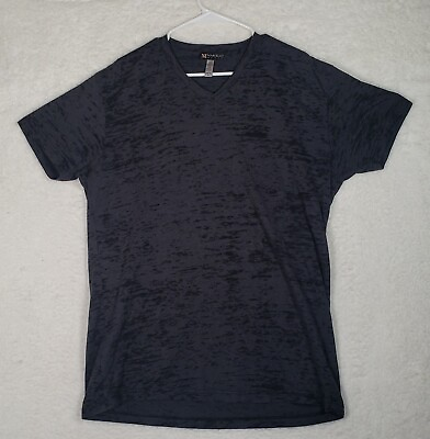 #ad Marcello Sport T Shirt Mens Size XL V Neck Short Sleeve Gray Black $9.89
