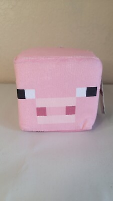 #ad Microsoft Minecraft Pig Head 4quot; Plush Stuffed Toy Pink Cube Soft Plush $12.55