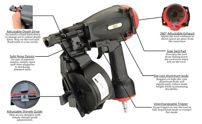 #ad BIG SALE 3PLUS 11Gauge15Degree3 4quot;to1 3 4quot;Coil Roofing Nailer VeryGoodCondition $35.99