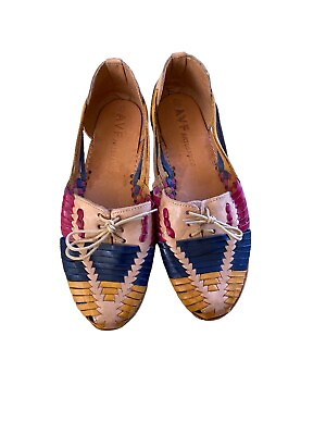 #ad AVF Artisanos Multicolor Woven Slip On Flat Genuine Leather Womens Shoes Size 9 $34.99