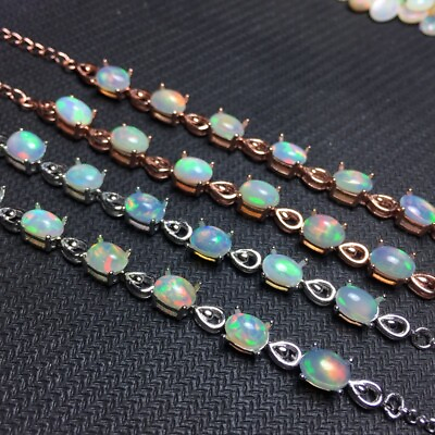 #ad Solid 925 Sterling Silver Natural Ethiopian Opal Bracelet for Women Jewelry 8#x27;#x27; $68.39