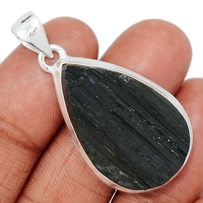 #ad 12g Natural Black Tourmaline 925 Sterling Silver Pendant Jewelry CP27867 $18.99