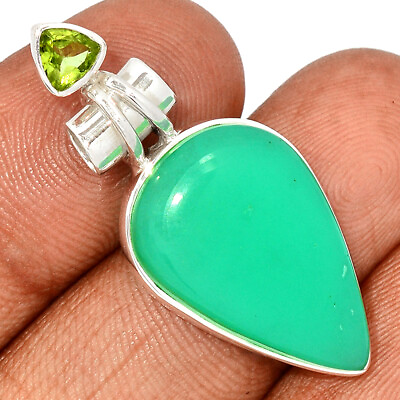#ad Natural Chrysoprase amp; Peridot 925 Sterling Silver Pendant Jewelry CP20126 $21.99
