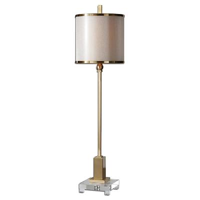 #ad Elegant Slim Contemporary BRASS Metal Buffet Lamp Slim Sleek Gold Table Modern $316.80