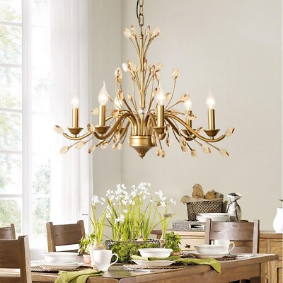 #ad Gold Empire Ceiling Lamp 4 Lights Candles Crystal Chandelier Pendant Fixtures $193.79