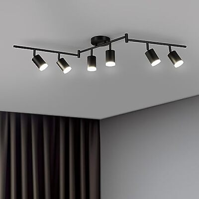 #ad 6 Light Track Lighting Fixtures Black Ceiling LED Track Lighting Kit with Flexi $78.80