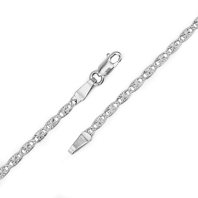 #ad 14k White Gold Valentino Chain 18 Inches Solid Necklace 2.0 MM $212.99
