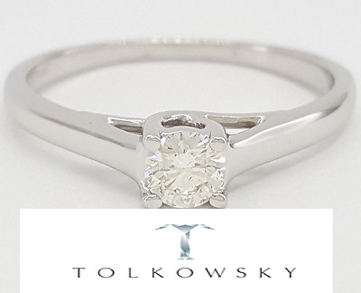 #ad Tolkowsky Ideal Cut Round Diamond 0.33 ct 14k Plat Solitaire Engagement Ring IGI $895.00