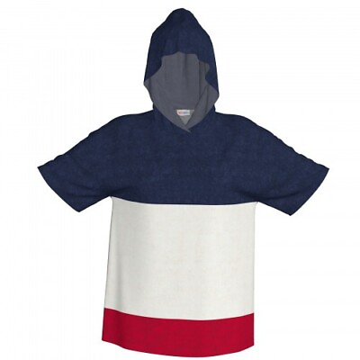 #ad L Large Lularoe Americana Frankie Short Sleeve Hoodie Red White Blue Colorblock $11.99