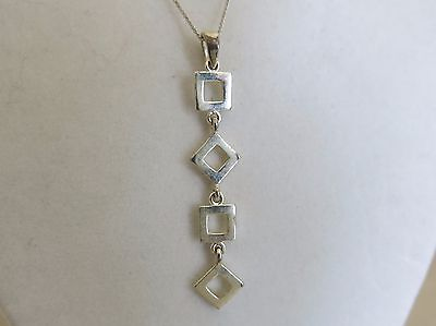 #ad Sterling Silver Pendant Squares Thailand with 16 in Silver Chain 3.0g 2619 $32.95