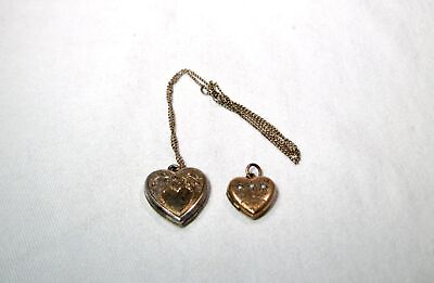 #ad Vintage Gold Filled Heart Locket Necklace 2 Lockets Total K057 $55.00
