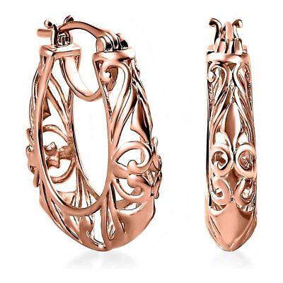 #ad Solid 14K Rose Gold Hoop Earrings for Women ION Plated Fine Valentine Gifts $13.99