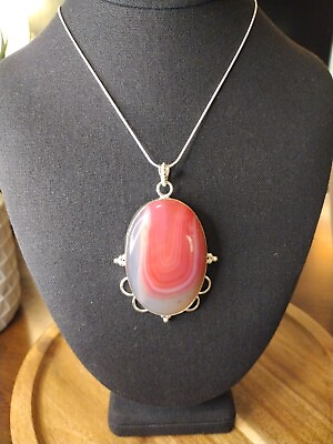 #ad Stunning Pink Lace Druzy Agate Pendant With 24quot; Sterling Chain $49.00