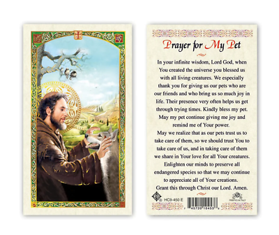 #ad Laminated quot;Prayer for My Petquot; Image of St. Francis Holy Prayer Card Catholic $2.79