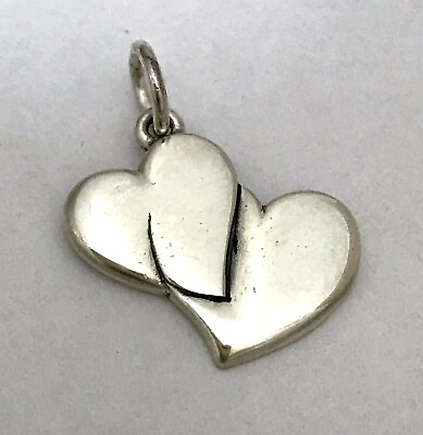 #ad James Avery Retired Heart Charm Solid Double Hearts Sterling Silver $89.00