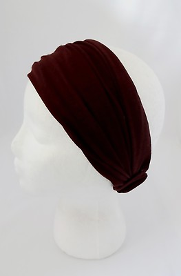 #ad Headband Dark Brown Soft Fabric Extra Wide Stretchy Kerchief Elastic Thick Thin $9.99