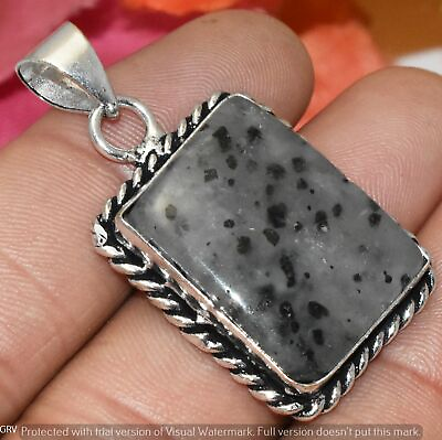 #ad Black Moss Agate Gemstone Handmade Pendant 925 Silver Plated U332 C191 $7.19