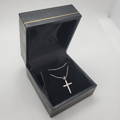 #ad Gold Tone Chain and Cross Pendant Necklace $75.00