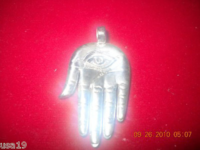 #ad Hamsa Hand Sterling Silver Kabbalah Pendant Evil Eye Charm Amulet Talisman $89.99