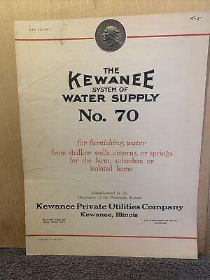 #ad Kewanee Private utilities Co.￼ Brochure Water Pumps Model No.70 Antique $10.06
