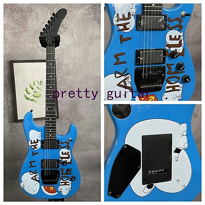 #ad Custom Blue Arm Homeless ST Style Electric Guitar Black Parts FR Bridge 6Strings $308.00